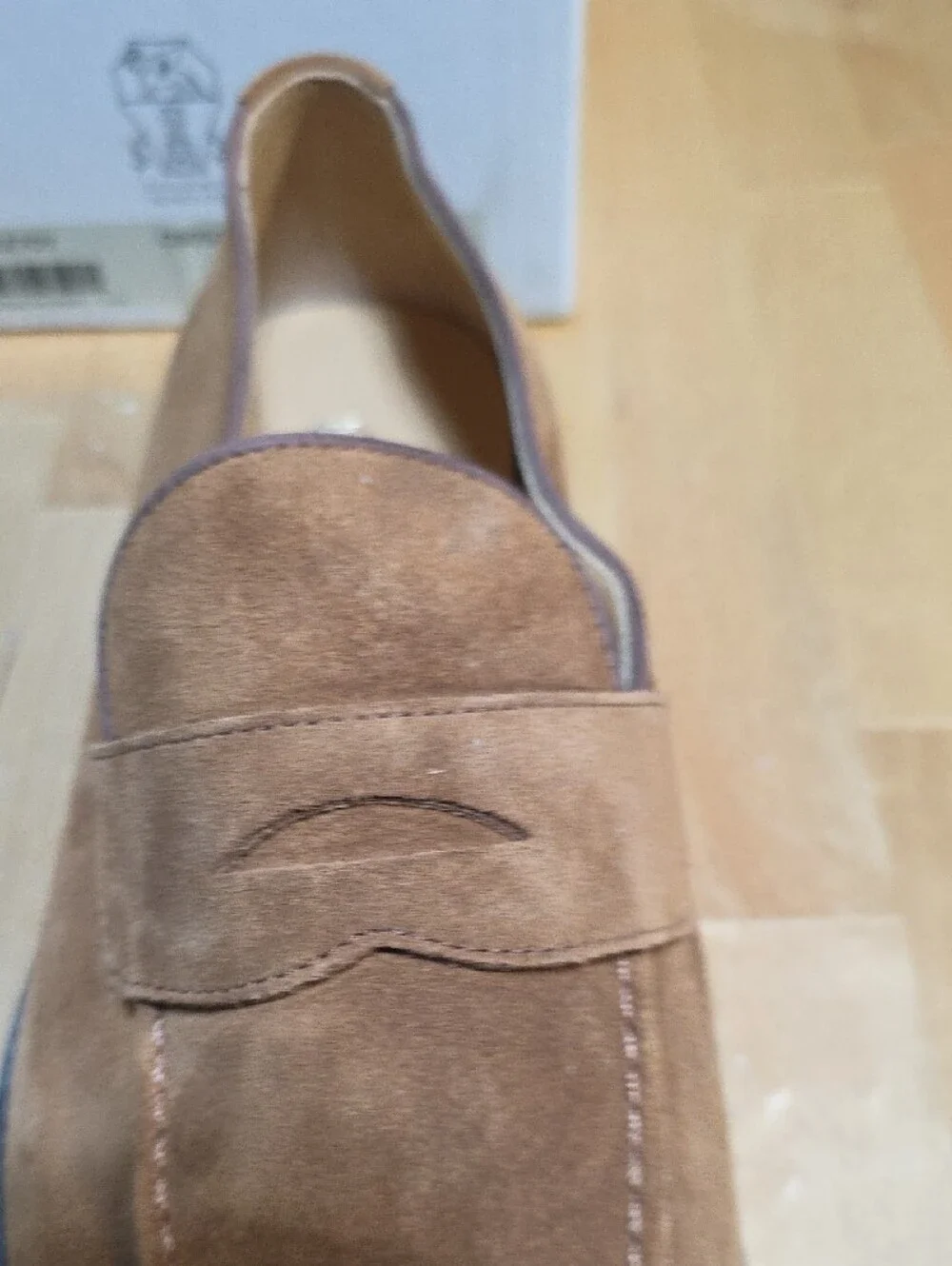 Brunello Cucinelli Tan Suede Penny Loafers